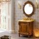 欧式简约实木浴室柜 高端仿古橡木落地洗手台组合 整体雕花卫浴柜